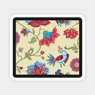 Exotic chintz with bird - beige / multicolor Magnet