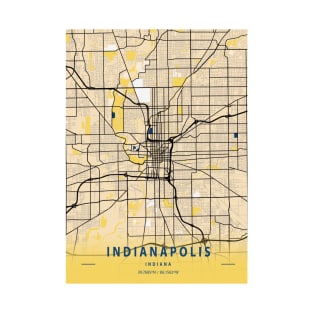 Indianapolis - Indiana Yellow City Map T-Shirt