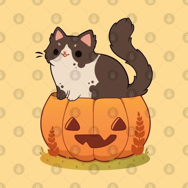 Pumpkin tuxedo cat by Rihnlin