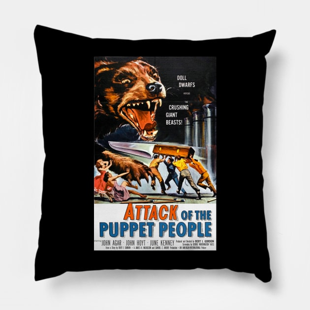 Classic Science Fiction Movie Poster - Attack of the Puppet People Pillow by Starbase79