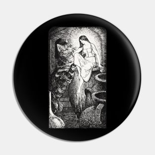 Pre-raphaelite girl and cat Pin