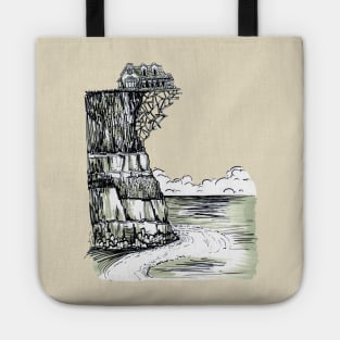 Creepy House on the Cliff Tote