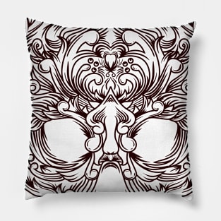 Skull with vintage ornament Pillow