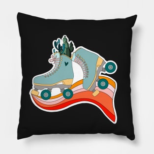 Quad Skate Rainbow with Succulents and Cactus Pillow