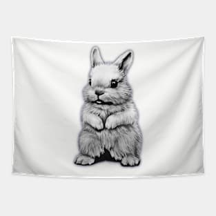 Monochrome Cute Rabbit Tapestry