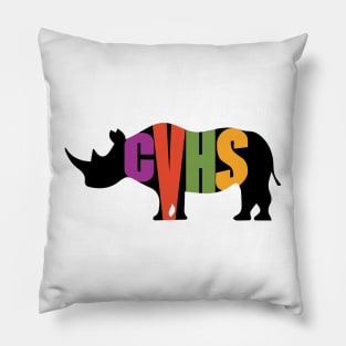 CVHS in color on Black rhino in silhouette. Pillow