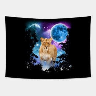 Lioness MidNight Forest 2 Tapestry