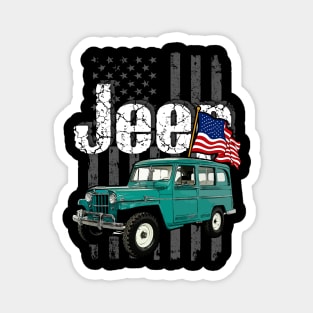 Willys Wagon Jeepcar JEEP Flag Magnet