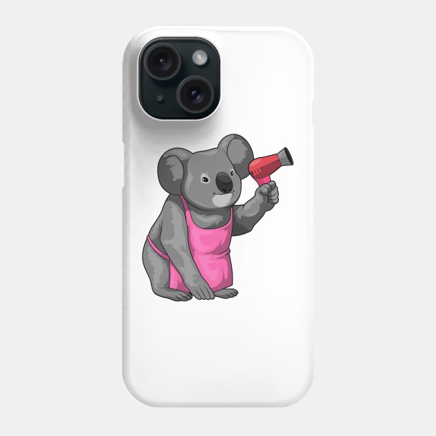 Koala Hairdresser Hair dryer Phone Case by Markus Schnabel