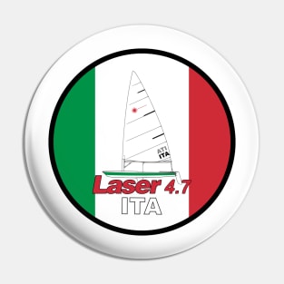 laser class sailboat on flag Italy Pin
