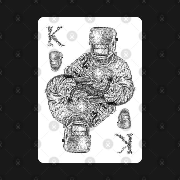 King of welder playing card black scribble art by KondeHipe