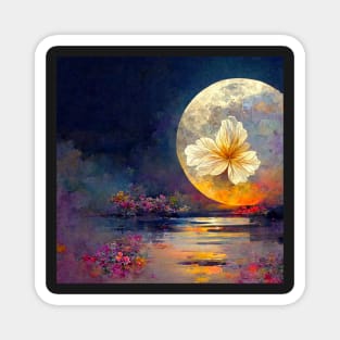 Full Moon Beautiful Flowers Ever Magnet