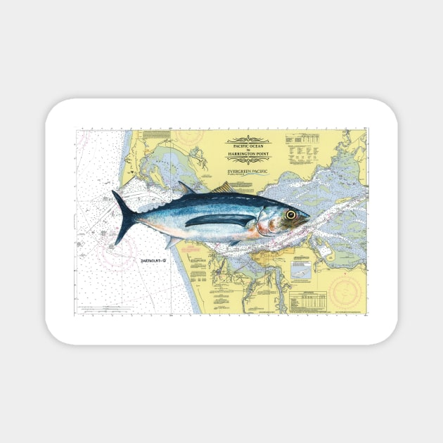 Albacore Chart Magnet by Dave Bartholet Wildlife Art