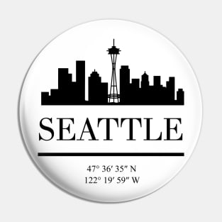 SEATTLE WASHINGTON BLACK SILHOUETTE SKYLINE ART Pin