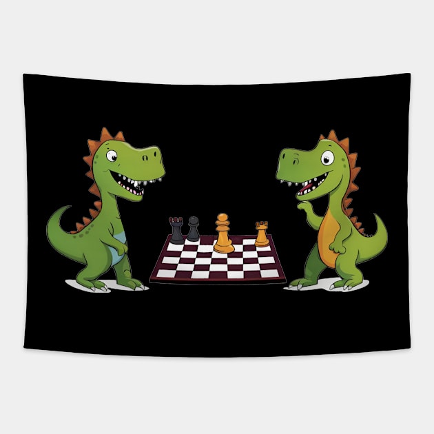 Chess Playing Dinosaur T-Rex Tapestry by MordaxFurittus