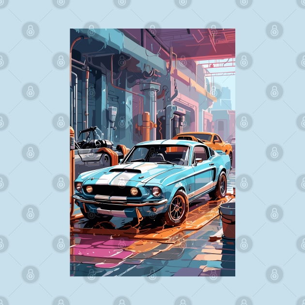 Classic American Shelby Blue Muscle Car by VENZ0LIC