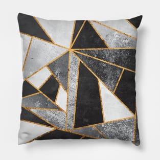 Black, White and Gold Modern Mosaic Geometric Line Pattern Pillow