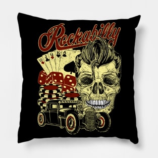 Rockabilly Gambling Skull Pillow