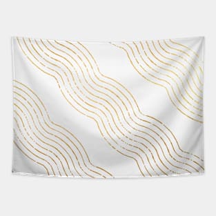 White Gold colored abstract lines pattern Tapestry