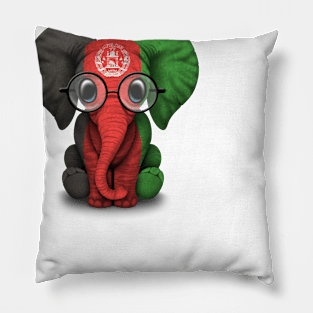 Baby Elephant with Glasses and Afghan Flag Pillow