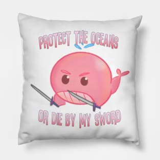 Dual Wielding Pink Whale Of Ocean Conservation Pillow