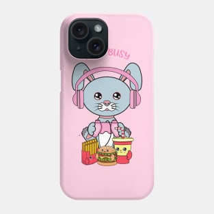 I am busy, cute rabbit playing videogames Phone Case