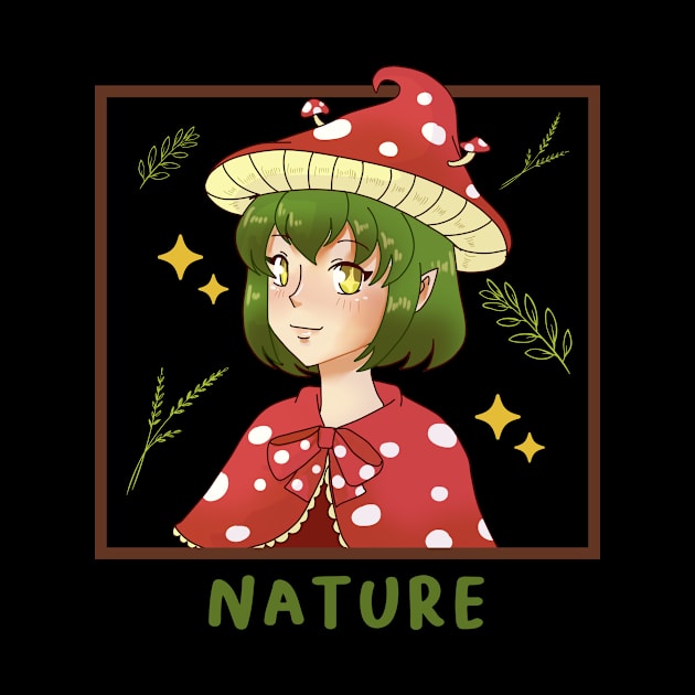 Cottagecore Aesthetic Anime Girl Mushroom Hat by Alex21