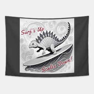 Dinosaur Surfing Funny Tapestry