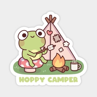 Cute Frog At Campfire Hoppy Camper Pun Magnet