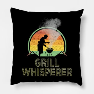 Grill Whisperer BBQ Lovers | Retro Vintage Distressed Style Pillow