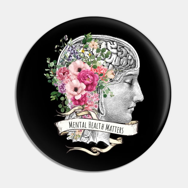Brain Floral, Mental Health Matters 2 Pin by Collagedream