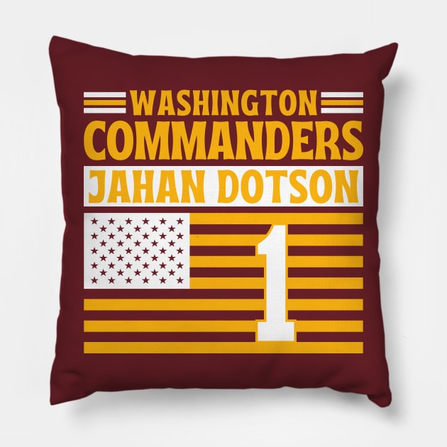 Washington Commanders Dotson 1 American Flag Football Pillow by Astronaut.co