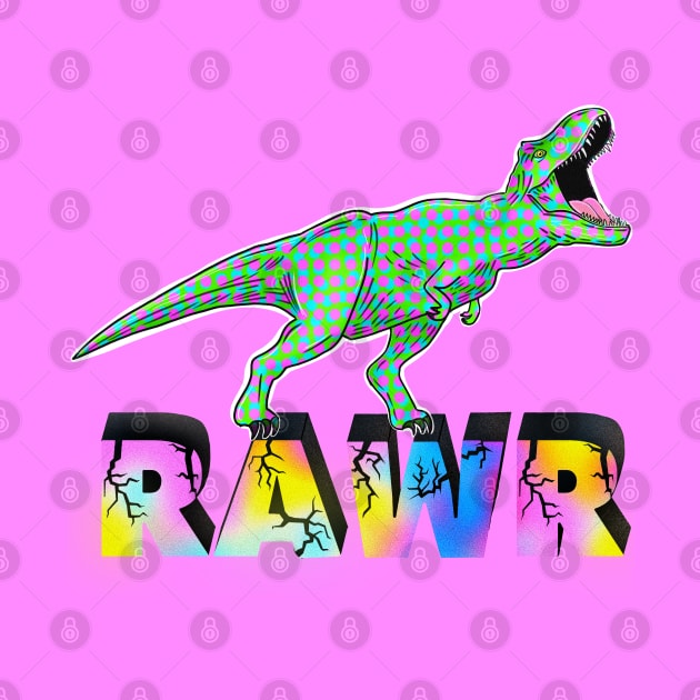 Dinosaur rawr retro (on purple pink) by Meakm