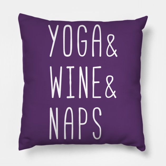 Yoga and wine and naps (white) Pillow by nektarinchen
