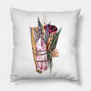Witchcraft herbs and crystal smudging stick Pillow