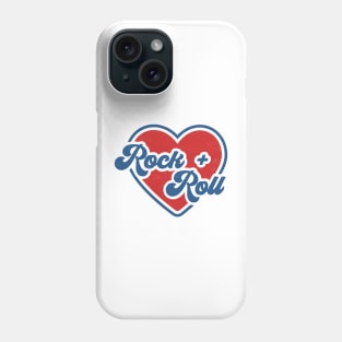 I Love Rock and Roll: Red Heart with Groovy Blue Text for Music Lovers Phone Case