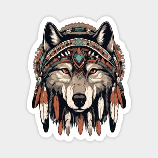 Native American Wolf Tribal Magnet