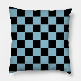 Non Photo Blue and Black Chessboard Pattern Pillow