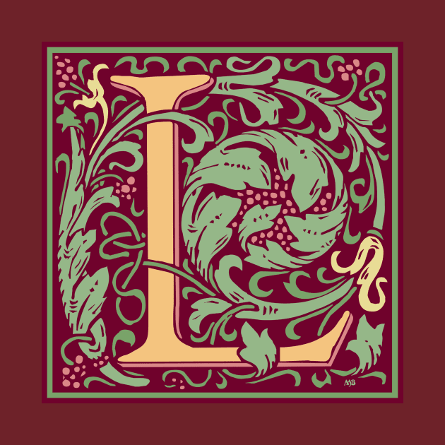 William Morris Vintage Letter L by MatchbookGraphics