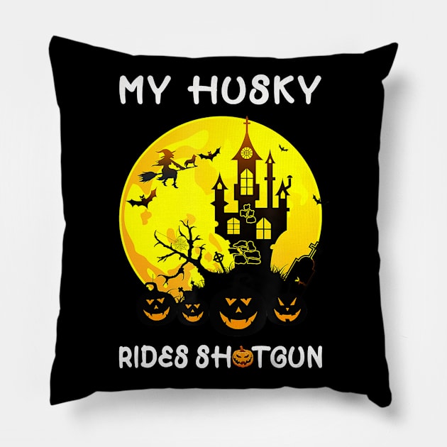 Halloween Gift for Husky Lover Halloween Husky dog Pillow by JaydeMargulies