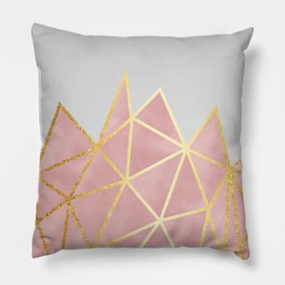 Pink Geometric & Gold Pillow