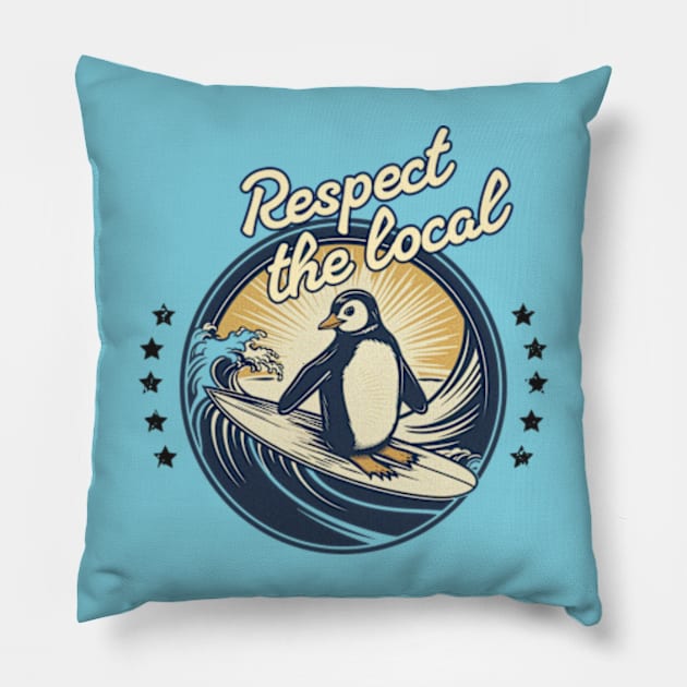 Hawaiian Culture Surfer Gifts - Surfing Penguin Pillow by poppoplover