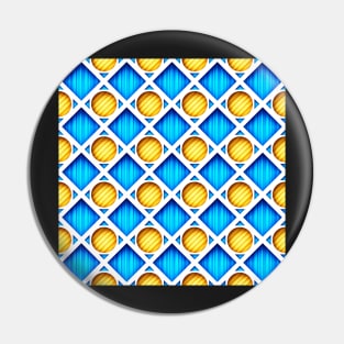 Colorful Yellow and Blue 3d Geometric Pattern Pin