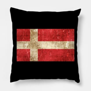 Vintage Aged and Scratched Danish Flag Pillow