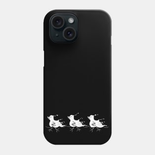 3 happy ghost ducklings swimming, playful ghost design, quirky drawing Phone Case