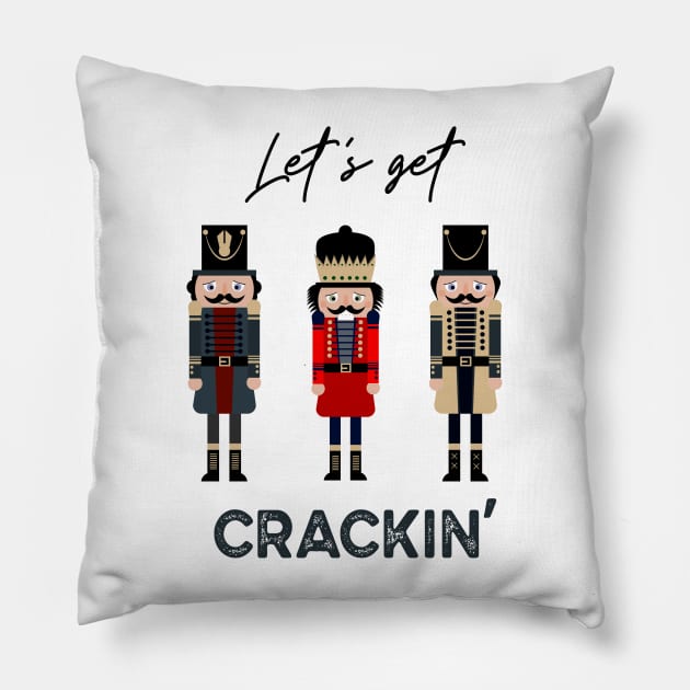 Funny Christmas Nutcracker Let's Get Crackin' Retro Christmas Pillow by SilverLake