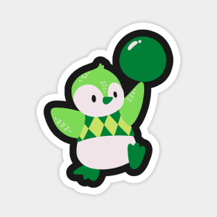 Lime green pastel penguin Magnet