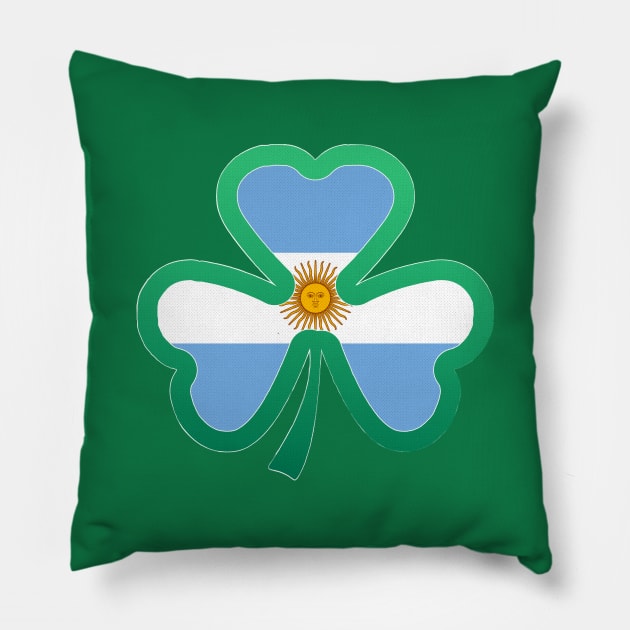 Argentina Flag for st patricks day, Irish Shamrock Pillow by Myteeshirts