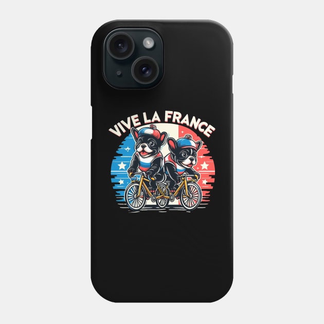 French Bulldog Puppies Racing Bikes Vive le France #2 Phone Case by Battlefoxx Living Earth