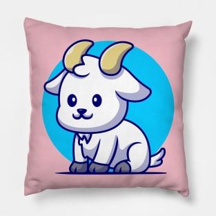 Cute Goat sitting Cartoon Pillow